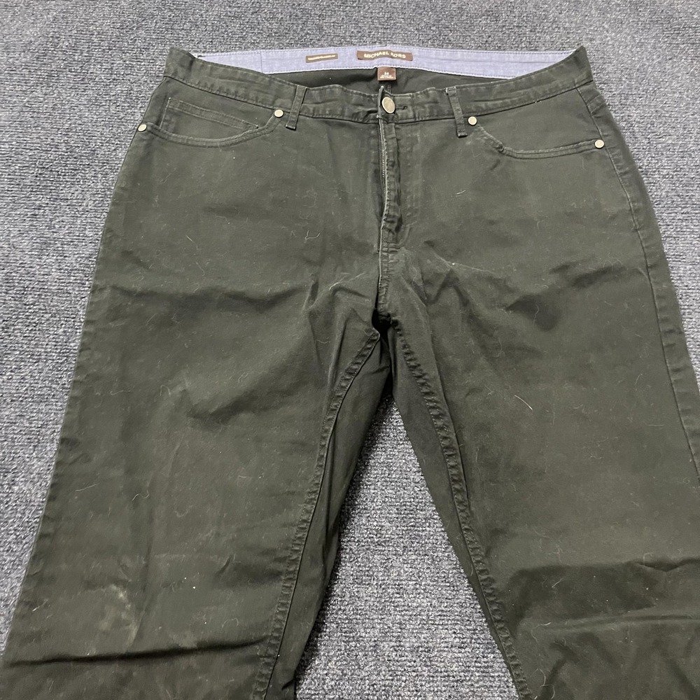 Michael Kors Pants Mens 34 Dark Green Tailored Classic Fit Twill Chino Casual